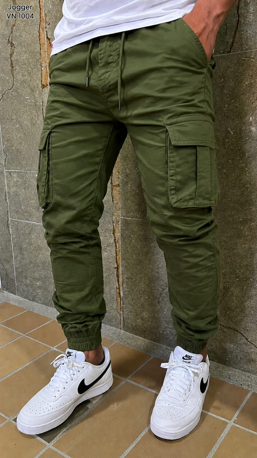 Olive Green Cargo Joggers - VN 1005