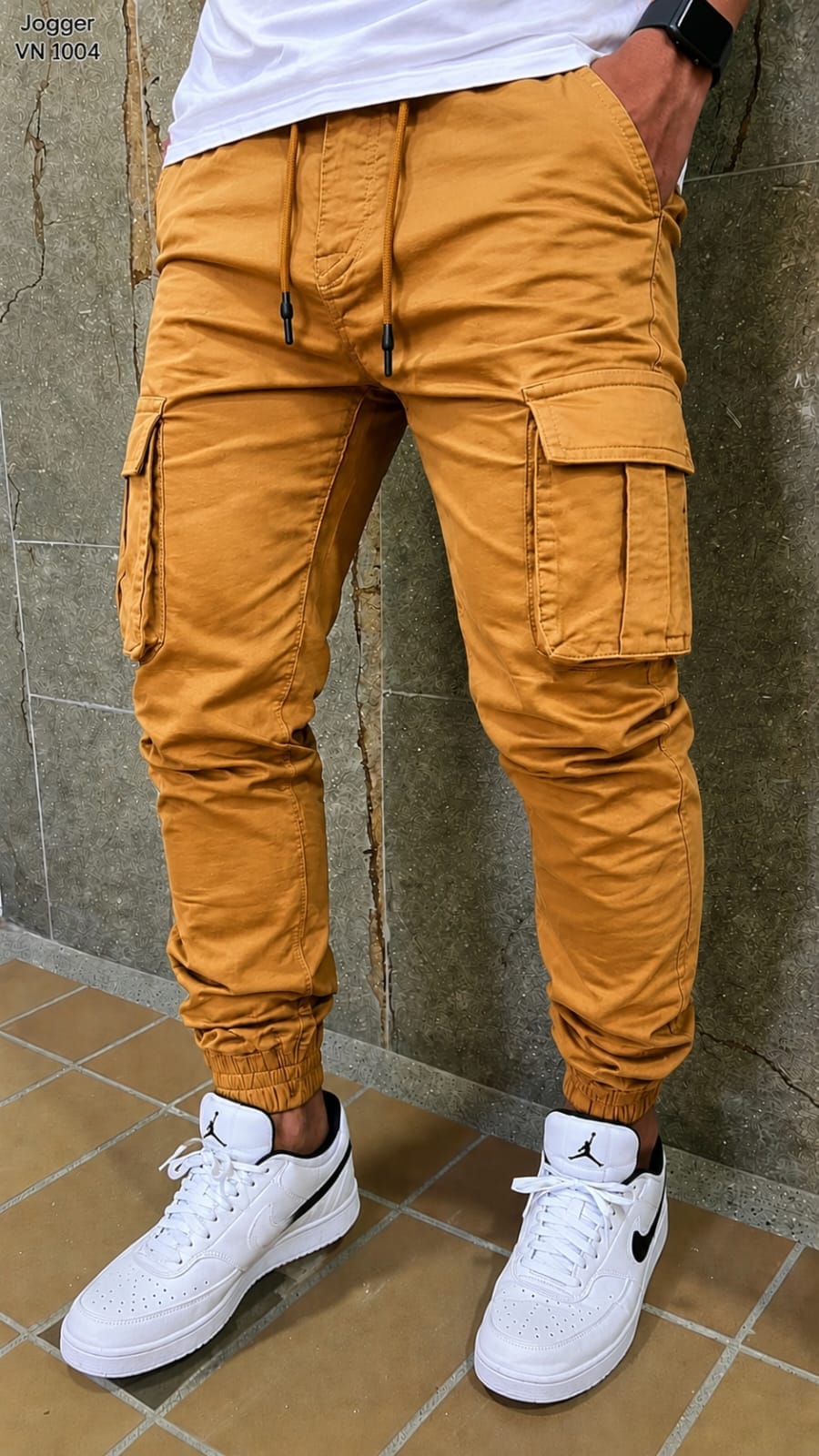 Orange-Mustard Cargo Joggers - VN 1066